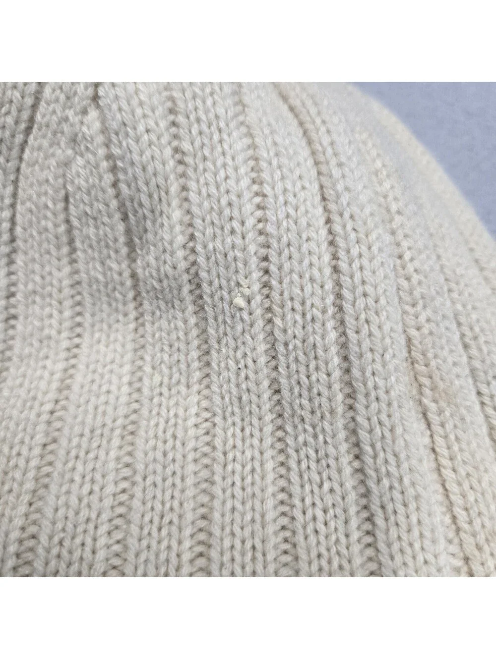 Ann Taylor Cuffed Knit Beanie Womens Cream Textured Rib Folded Cuff Hat